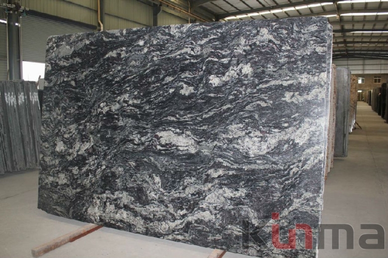 Black wave granite slab
