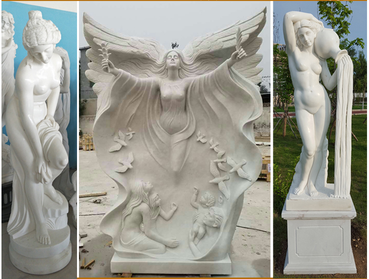 <b>White marble virgin mary statue</b>