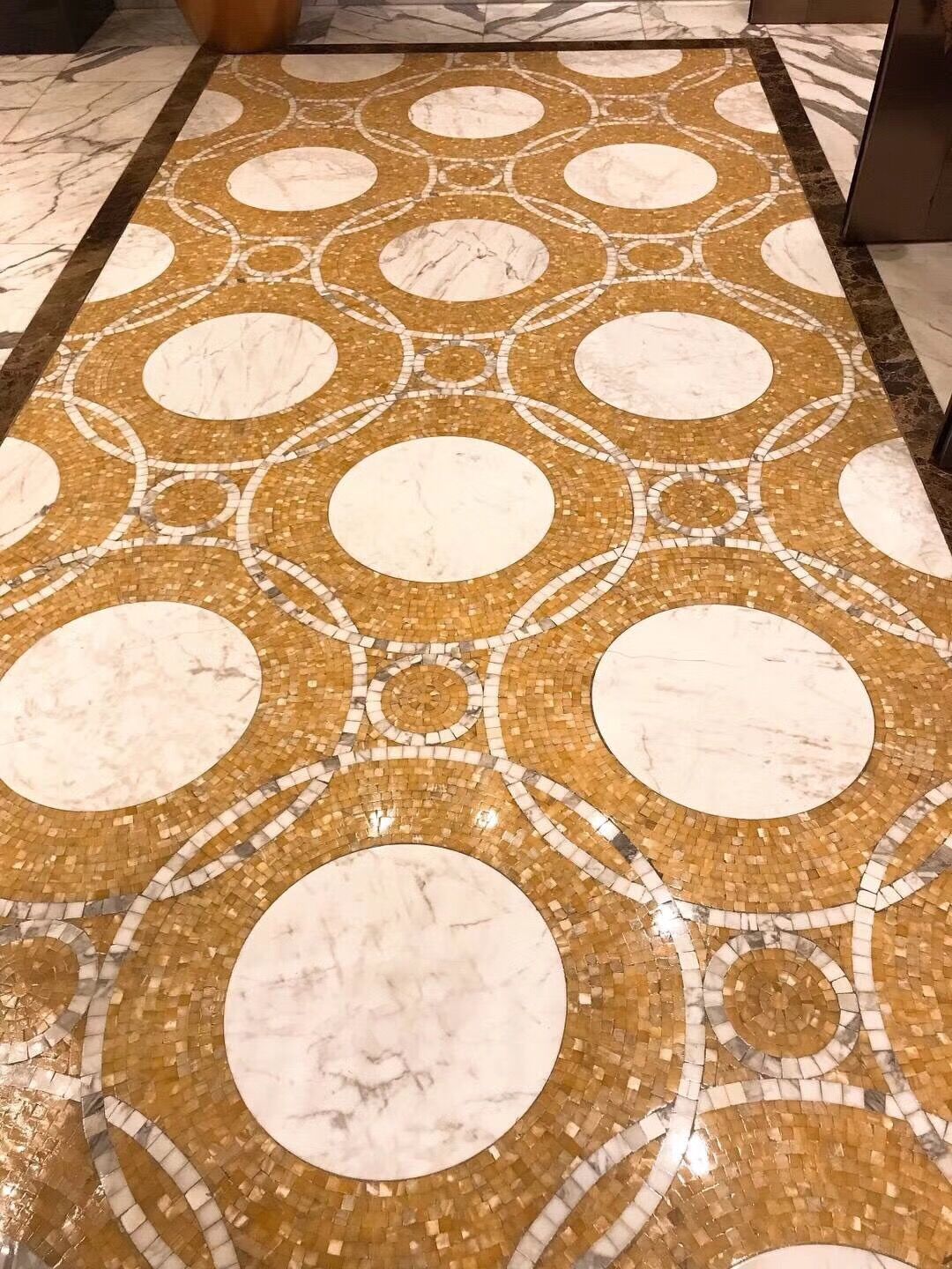 Natural stone tile round mosaic medallion floor patterns