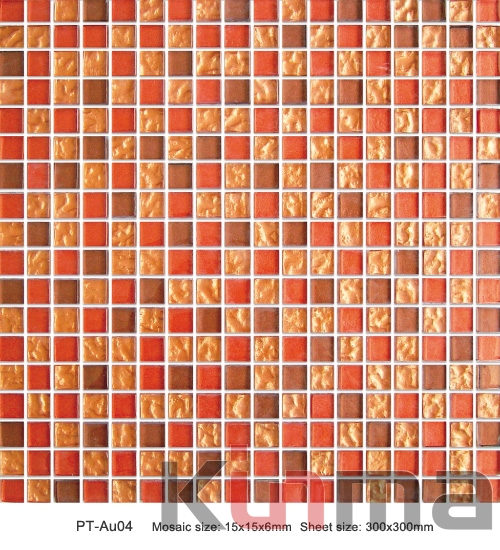cheap price red mixed glass China tile mosiac