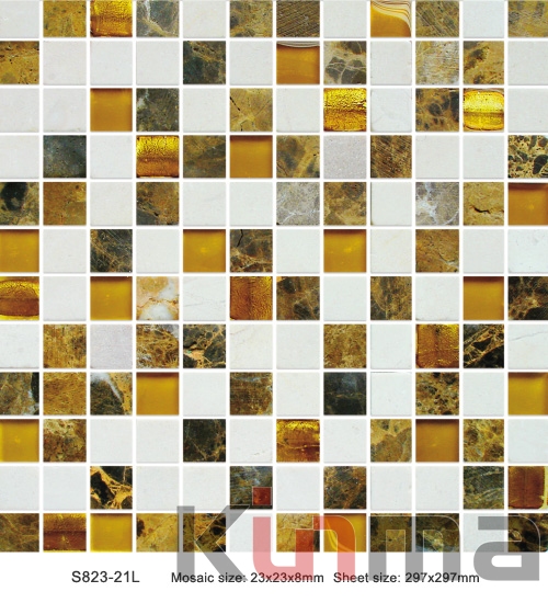 Gold color glass mosaic tile
