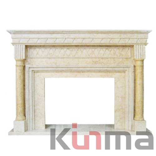 Brand new arched stone fireplace carving
