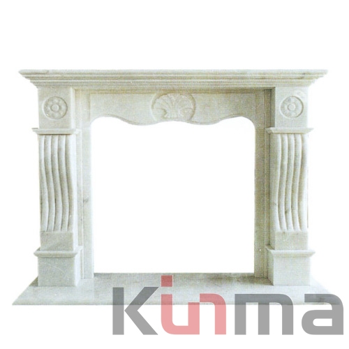 pure white marble fireplace